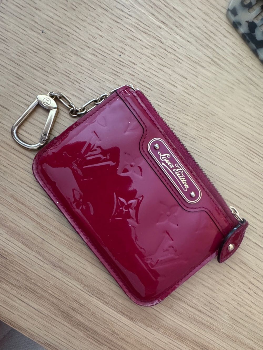 Louis Vuitton Vernis Patent Key Coin Pouch in Deep Pink